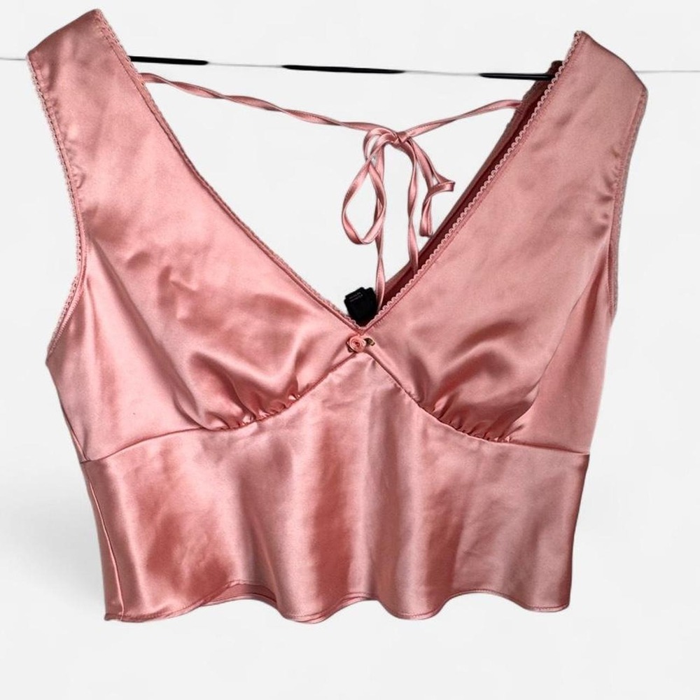 💗 WILD FABLE Pink Satin Tie-Back Crop Top 💗